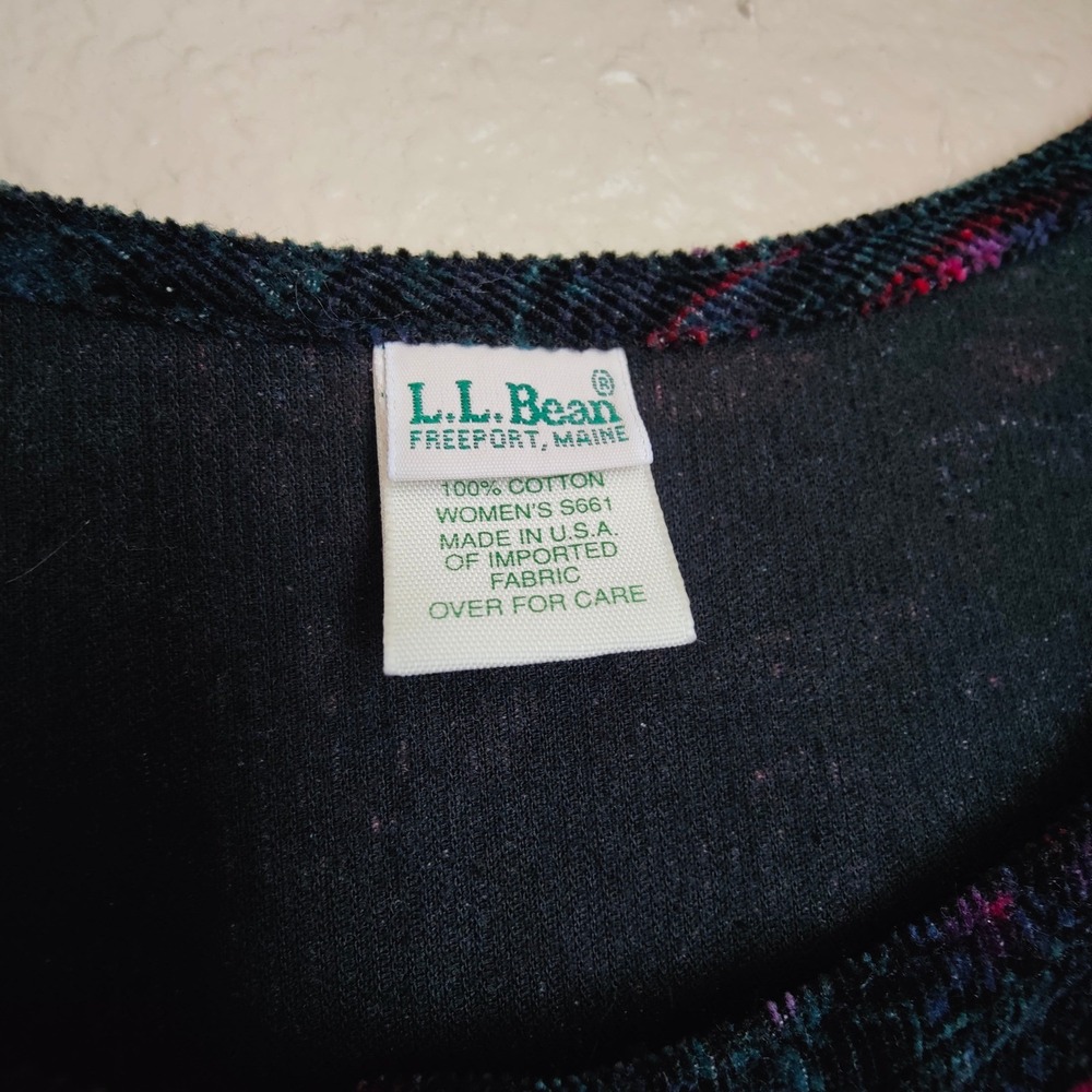 L.L. Bean Paisley Corduroy Pinafore Dress Cottagecore Button Front Vintage USA - Picture 3 of 9